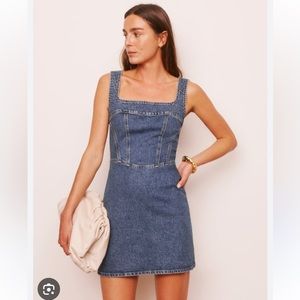 NWT Reformation Davies Bustier Denim Mini Dress, size 12
